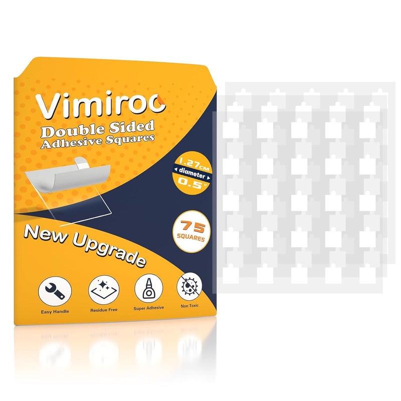vimiroo 0.5'' Double Sided Adhesive Dots, 75Pcs Clear Adhesive Mounting Putty, Waterproof No Residue Adhesive Putty, Sticky Putty for Wall Hanging, Crafts, Posters Festival Decoration Museum - Image 1